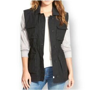 TREASURE & BOND BLACK DISTRESSED UTILITY VEST SZ.S EUC.
